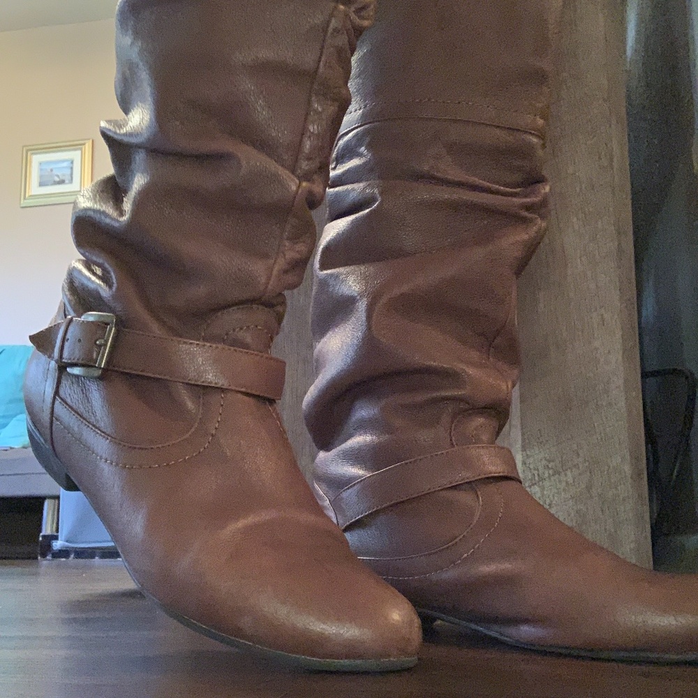 Brown Faux Leather Boots